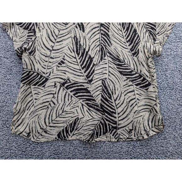 Cynthia Rowley 100% Linen Top Size 2X Lagenlook Botanical Floral Boho Plus Black - Picture 6 of 9